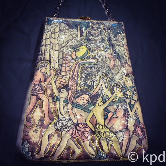 1950s Delill Quilted Plastic Asian Motif Handbag in amazing vintage condition - Picture 4 of 10